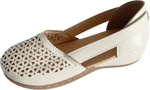 Eduavar Wedge Sandals for Women, Closed Toe Sandals Women Breathable Hollow Out Slip-on Sandals Dressy Low Wedge Sandal Shoes