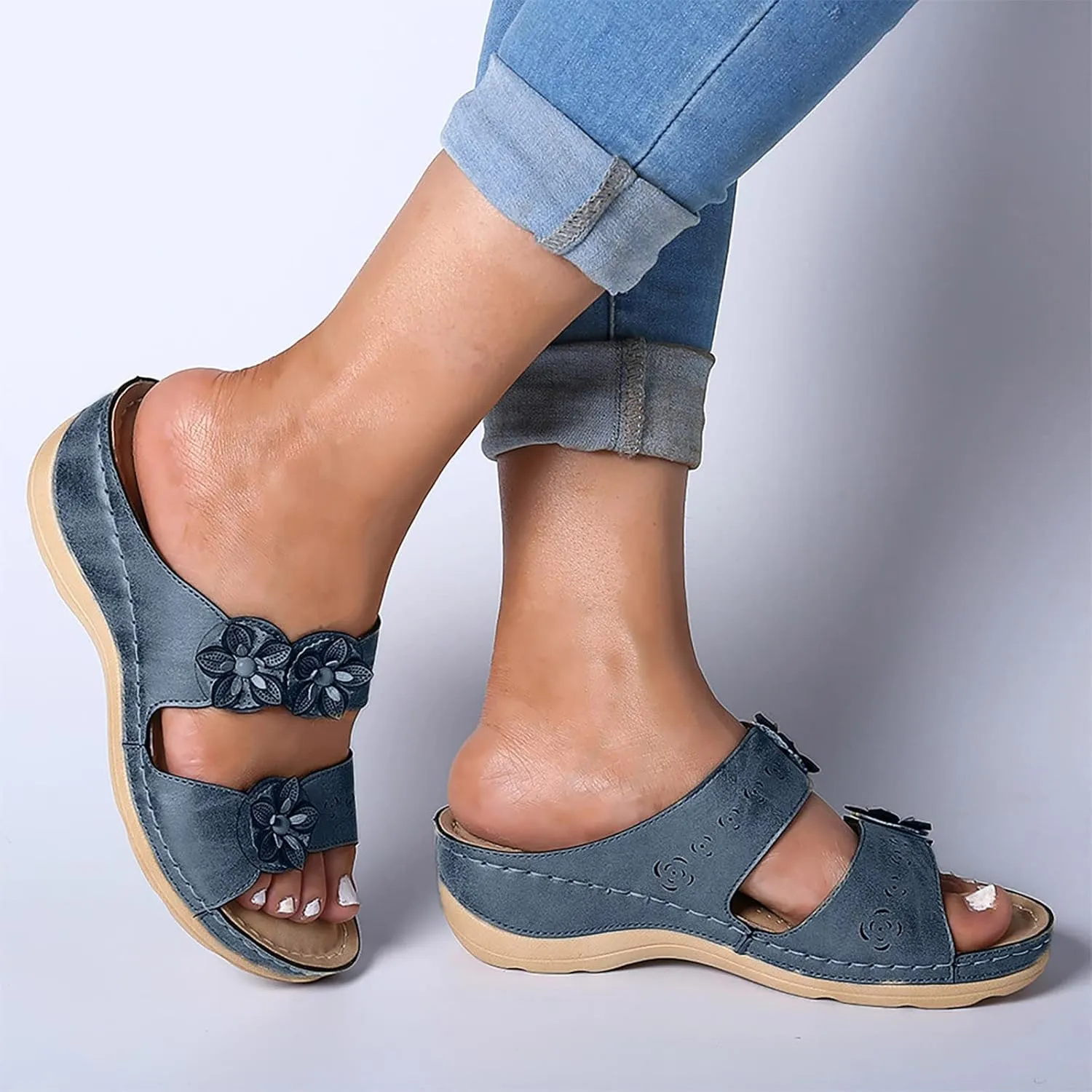 Eduavar Wedge Sandals for Women, Orthopedic Sandals for Women Wedge Sandals with Arch Support Anti-Slip Comfy Sandal