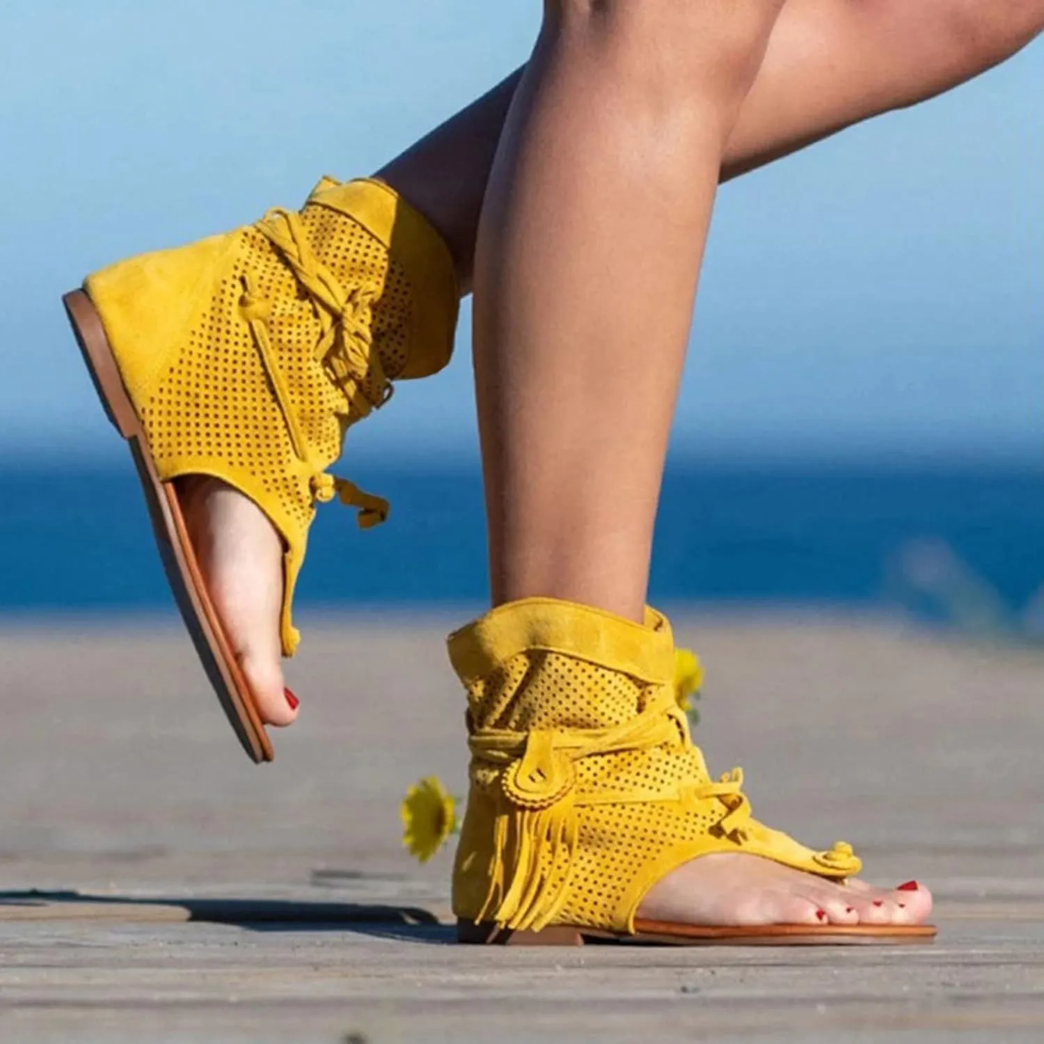 Eduavar Wedge Sandals for Women, Sandals Women Dressy Summer Floral Flip Flops Summer Outdoor Flat Sandals Slippers