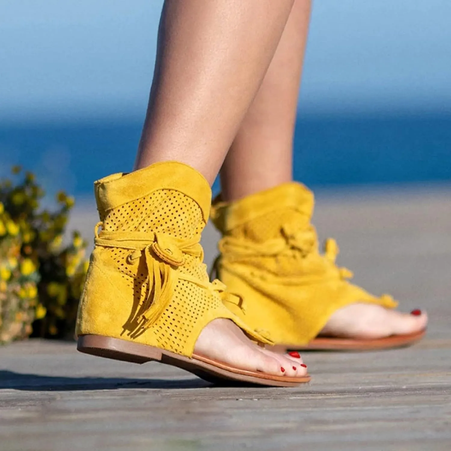 Eduavar Wedge Sandals for Women, Sandals Women Dressy Summer Floral Flip Flops Summer Outdoor Flat Sandals Slippers