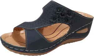 Eduavar Wedge Sandals for Women, Sandals Women Fashion Slip On Sandals Comfortable Peep Toe Sandals Summer Walking Shoes