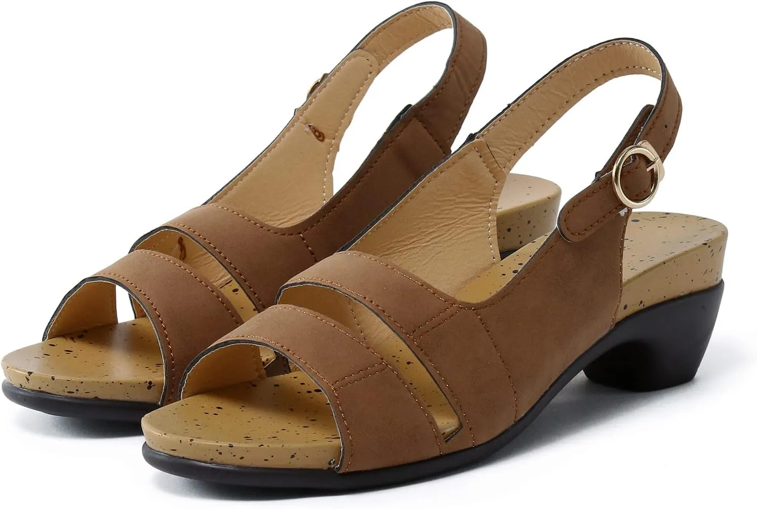 Eduavar Wedge Sandals for Women, Sandals Women Orthopedic Sandals Dressy Open Toe Low Heel Sandals with Ankle Strap