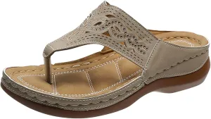 Eduavar Wedge Sandals for Women, Sandals Women with Arch Support Breathable Flip Flops Summer Casual Sandals Slippers