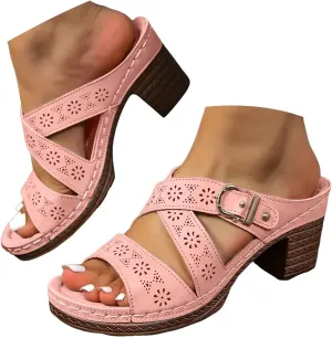 Eduavar Womens Sandals Casual Retro Open Toe Comfortable Platform Slippers Outdoor Mules Slip On Wedge Dressy Summer Shoes