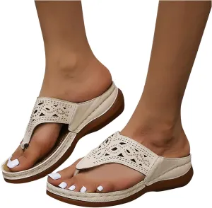 Eduavar Womens Sandals Comfortable, Sandals Women Dressy Summer Comfy Flip Flops Sandals Breathable Open Toe Flat Sandals