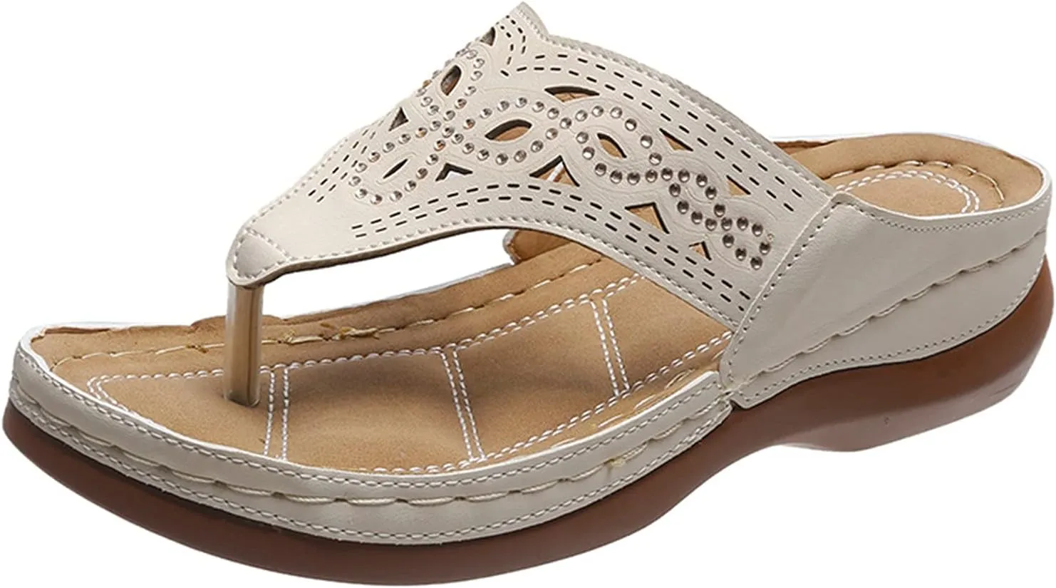 Eduavar Womens Sandals Comfortable, Sandals Women Dressy Summer Comfy Flip Flops Sandals Breathable Open Toe Flat Sandals