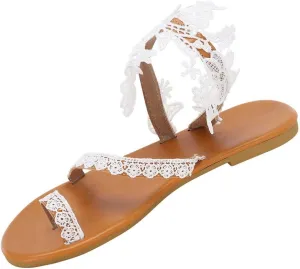 Eduavar Womens Sandals Summer Fashion Flat Sandals Comfort Walking Casual Beach Shoes Dressy Bohemian Flats Slip On Indoor
