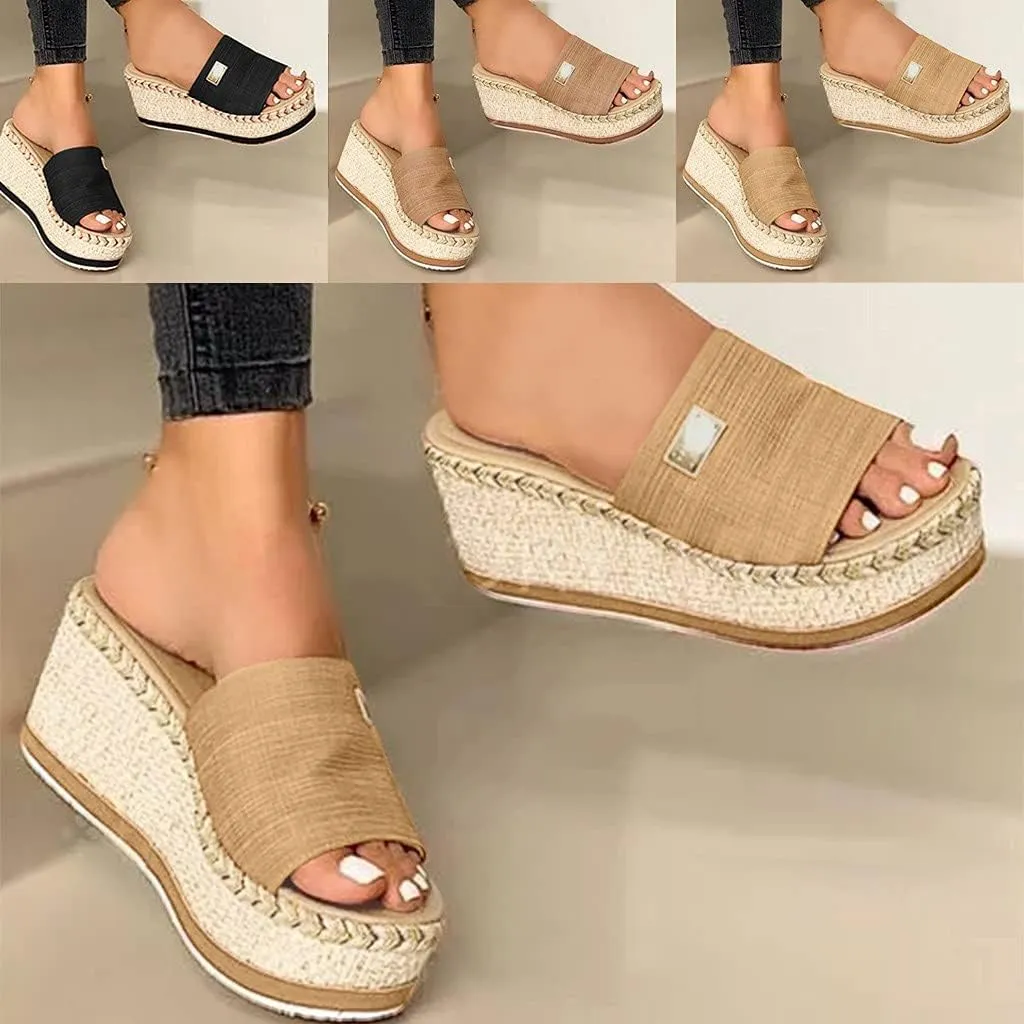 Eduavar Womens Wedge Sandals, Orthopedic Sandals for Women Bow Tie Sandals Slip On Espadrille Platform Sandals