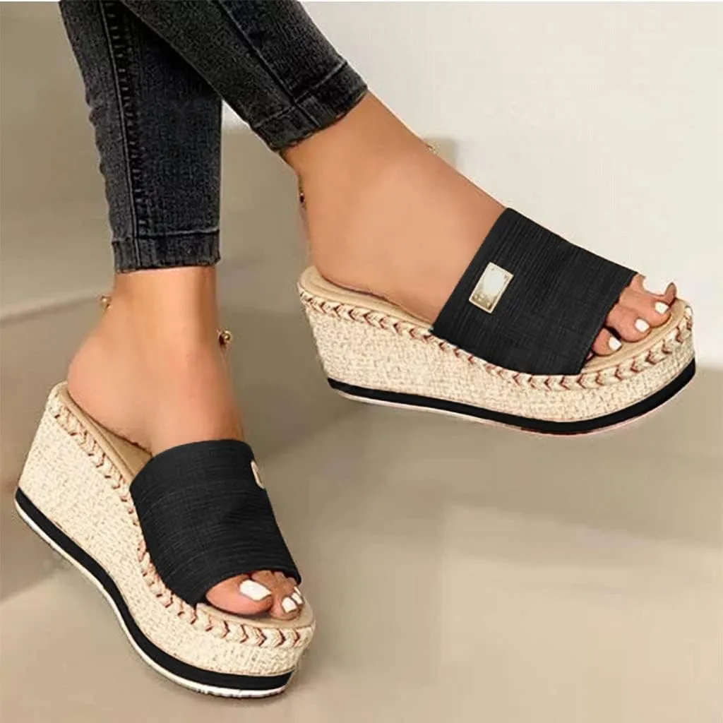 Eduavar Womens Wedge Sandals, Orthopedic Sandals for Women Bow Tie Sandals Slip On Espadrille Platform Sandals
