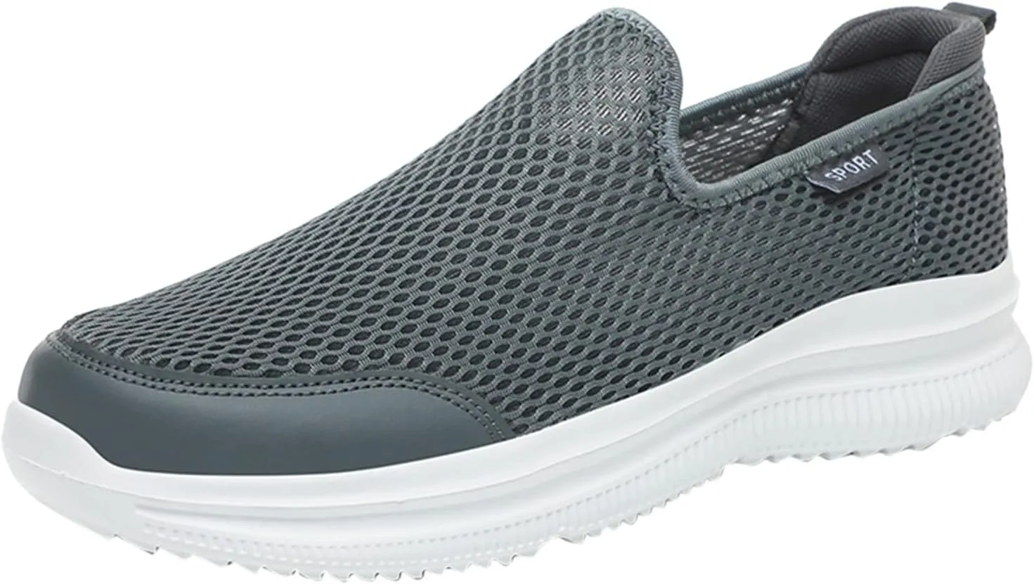 Fashion Summer Men Breathable Mesh Shallow Mouth Slip On Lightweight Casual Shoes Tops Mens Sneaker (Grey, 11)