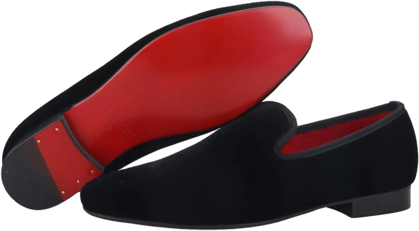 FERUCCI Black Velvet Square Toe Loafer Slippers Flat Prom Wedding