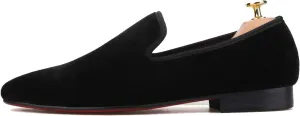 FERUCCI Black Velvet Square Toe Loafer Slippers Flat Prom Wedding