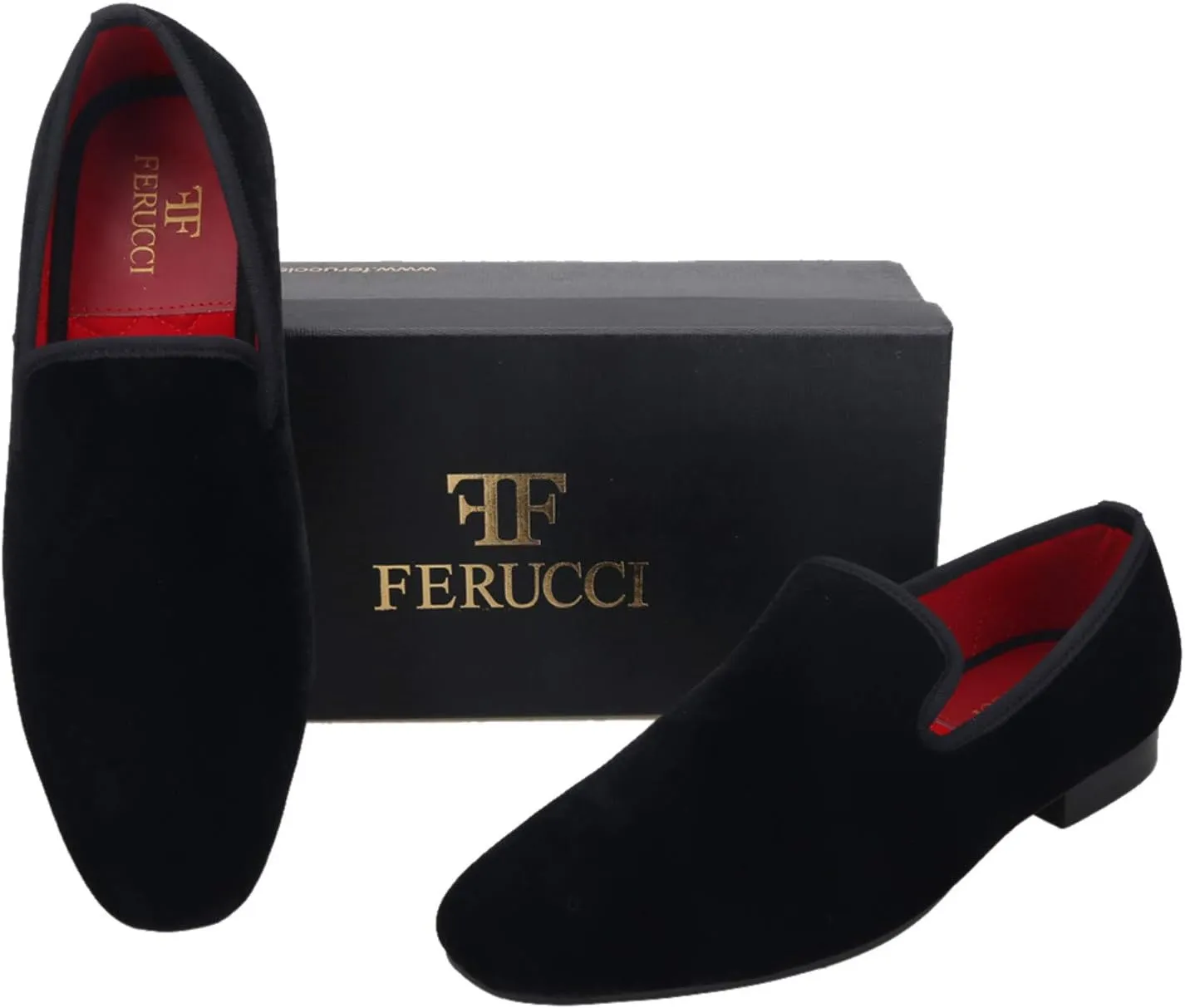 FERUCCI Black Velvet Square Toe Loafer Slippers Flat Prom Wedding