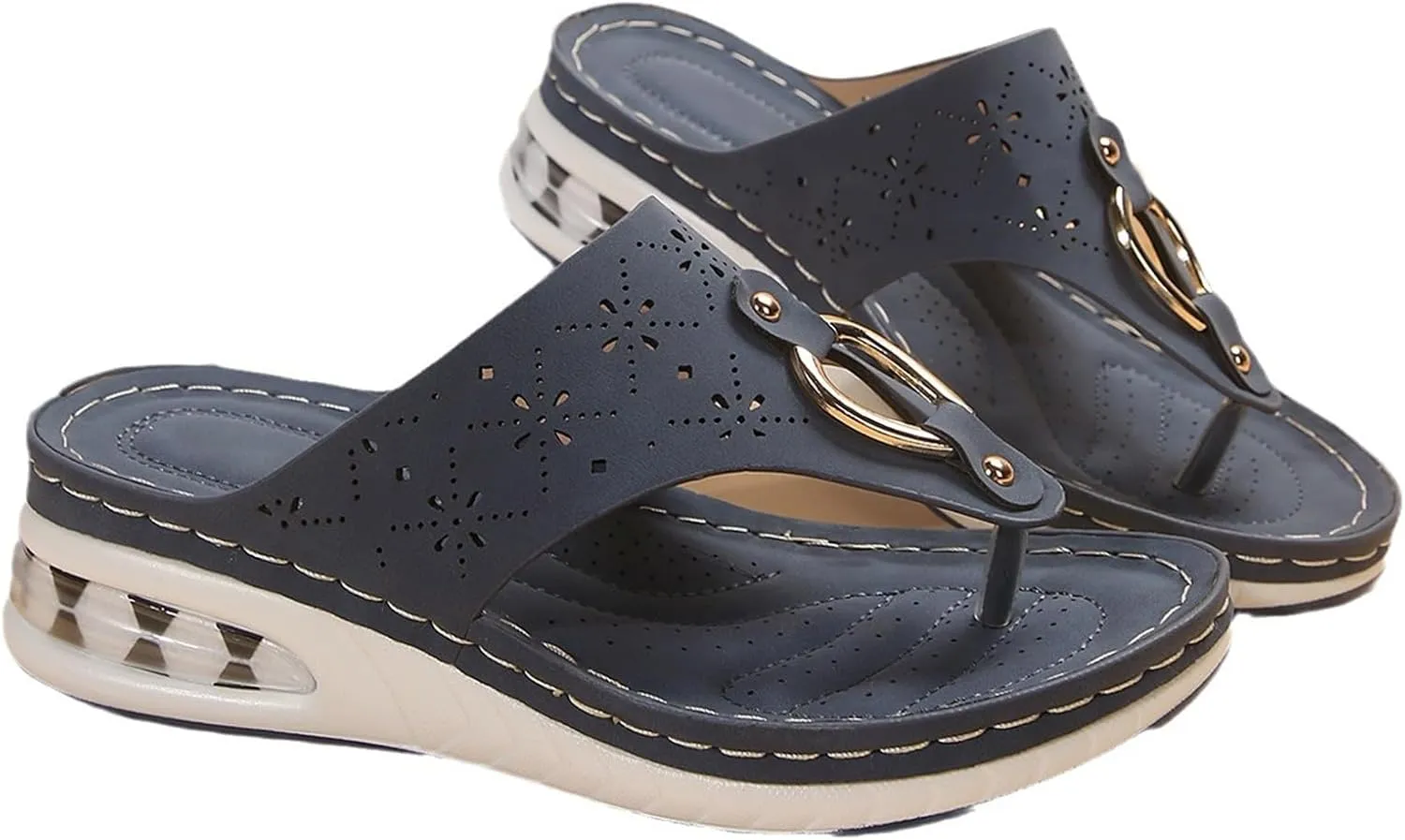 Flip Flops with Arch Support for Women Platform Orthopedic Wedge Sandals Comfort Beach Slippers T-Strap Walking Shoes