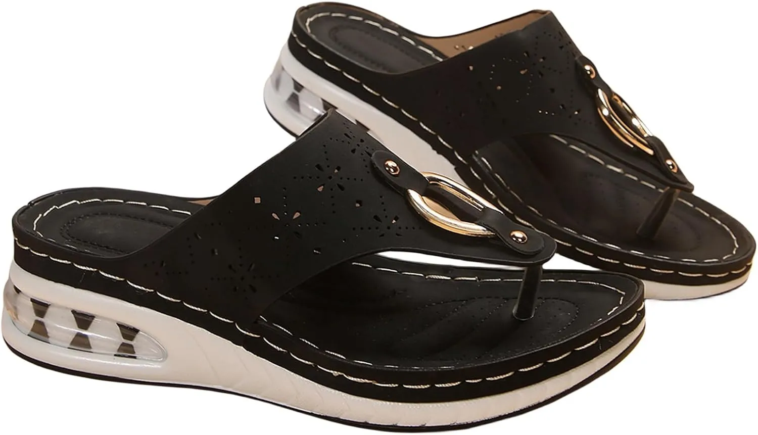 Flip Flops with Arch Support for Women Platform Orthopedic Wedge Sandals Comfort Beach Slippers T-Strap Walking Shoes