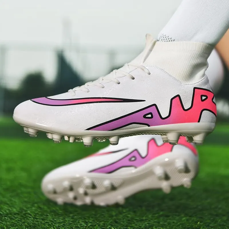 Football Cleats Men, Non-Slip High Top Soccer Shoes Lightweight Shock Resistant Training Boots Sneaker Breathable Professional Turf Shoes Sport Athletic Ground Football Boots Soccer Cleats