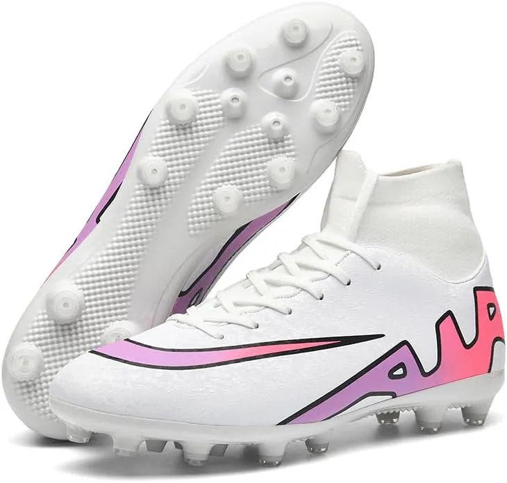 Football Cleats Men, Non-Slip High Top Soccer Shoes Lightweight Shock Resistant Training Boots Sneaker Breathable Professional Turf Shoes Sport Athletic Ground Football Boots Soccer Cleats