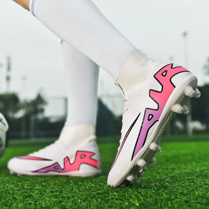 Football Cleats Men, Non-Slip High Top Soccer Shoes Lightweight Shock Resistant Training Boots Sneaker Breathable Professional Turf Shoes Sport Athletic Ground Football Boots Soccer Cleats