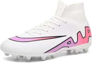 Football Cleats Men, Non-Slip High Top Soccer Shoes Lightweight Shock Resistant Training Boots Sneaker Breathable Professional Turf Shoes Sport Athletic Ground Football Boots Soccer Cleats