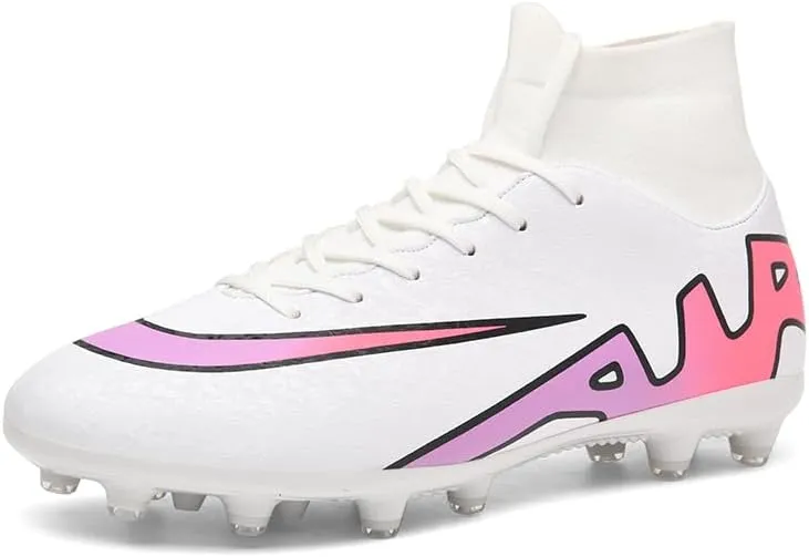 Football Cleats Men, Non-Slip High Top Soccer Shoes Lightweight Shock Resistant Training Boots Sneaker Breathable Professional Turf Shoes Sport Athletic Ground Football Boots Soccer Cleats