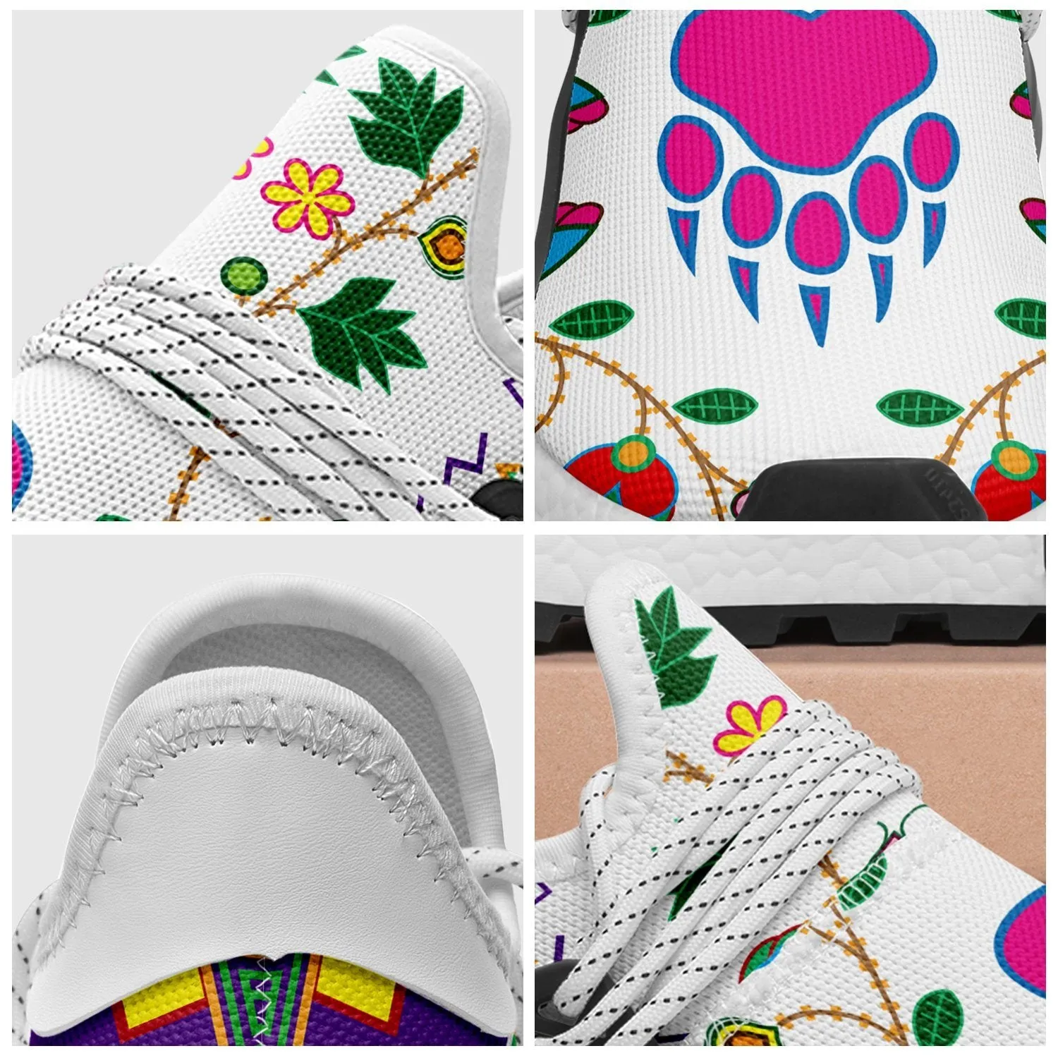 Geometric Floral Fall White Okaki Sneakers