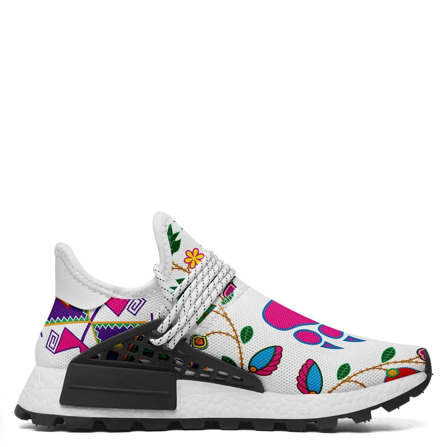 Geometric Floral Fall White Okaki Sneakers