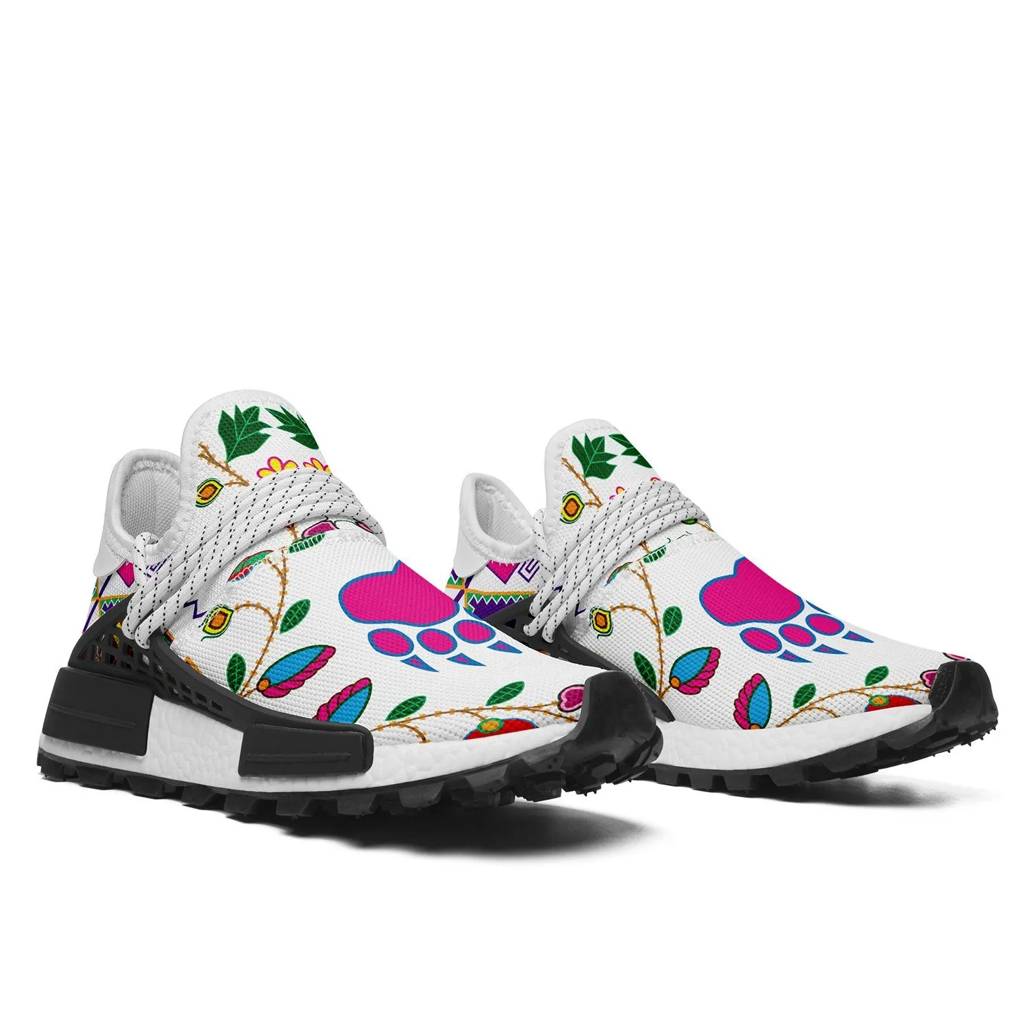 Geometric Floral Fall White Okaki Sneakers