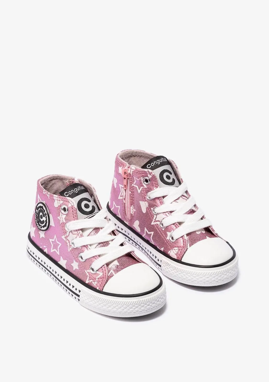 Girl's Pink Glows in the Dark Hi-Top Sneakers