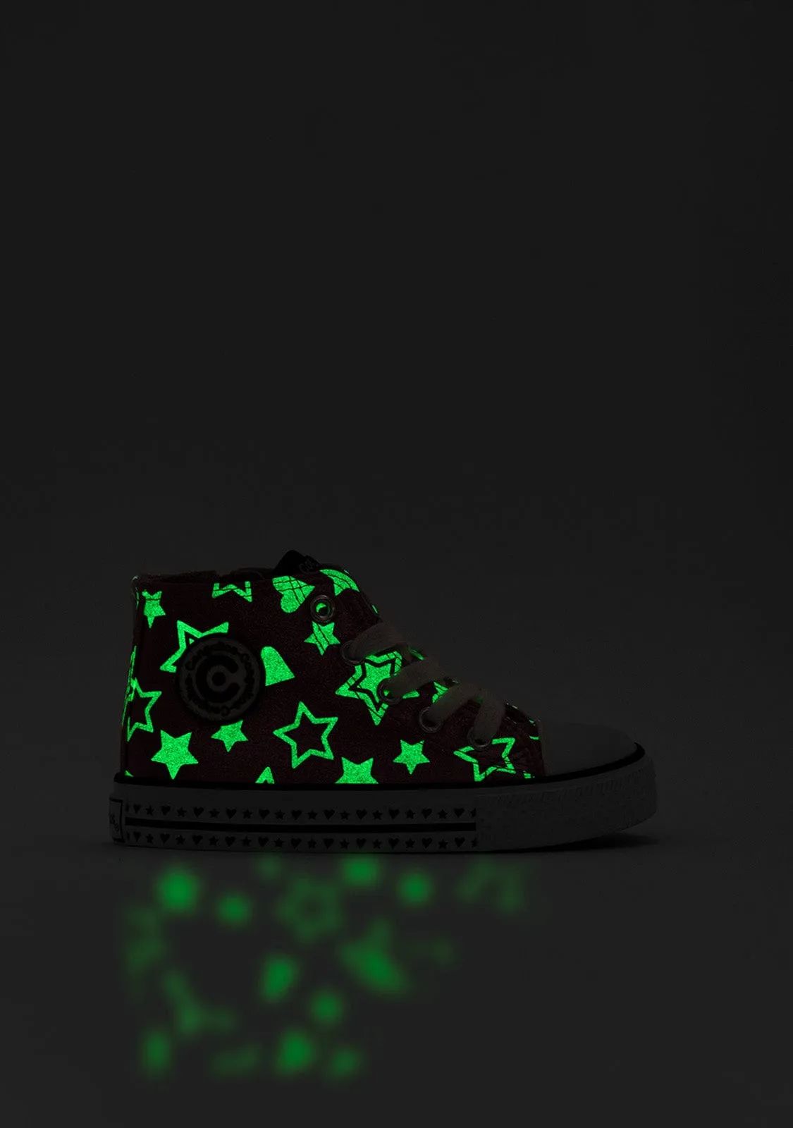 Girl's Pink Glows in the Dark Hi-Top Sneakers