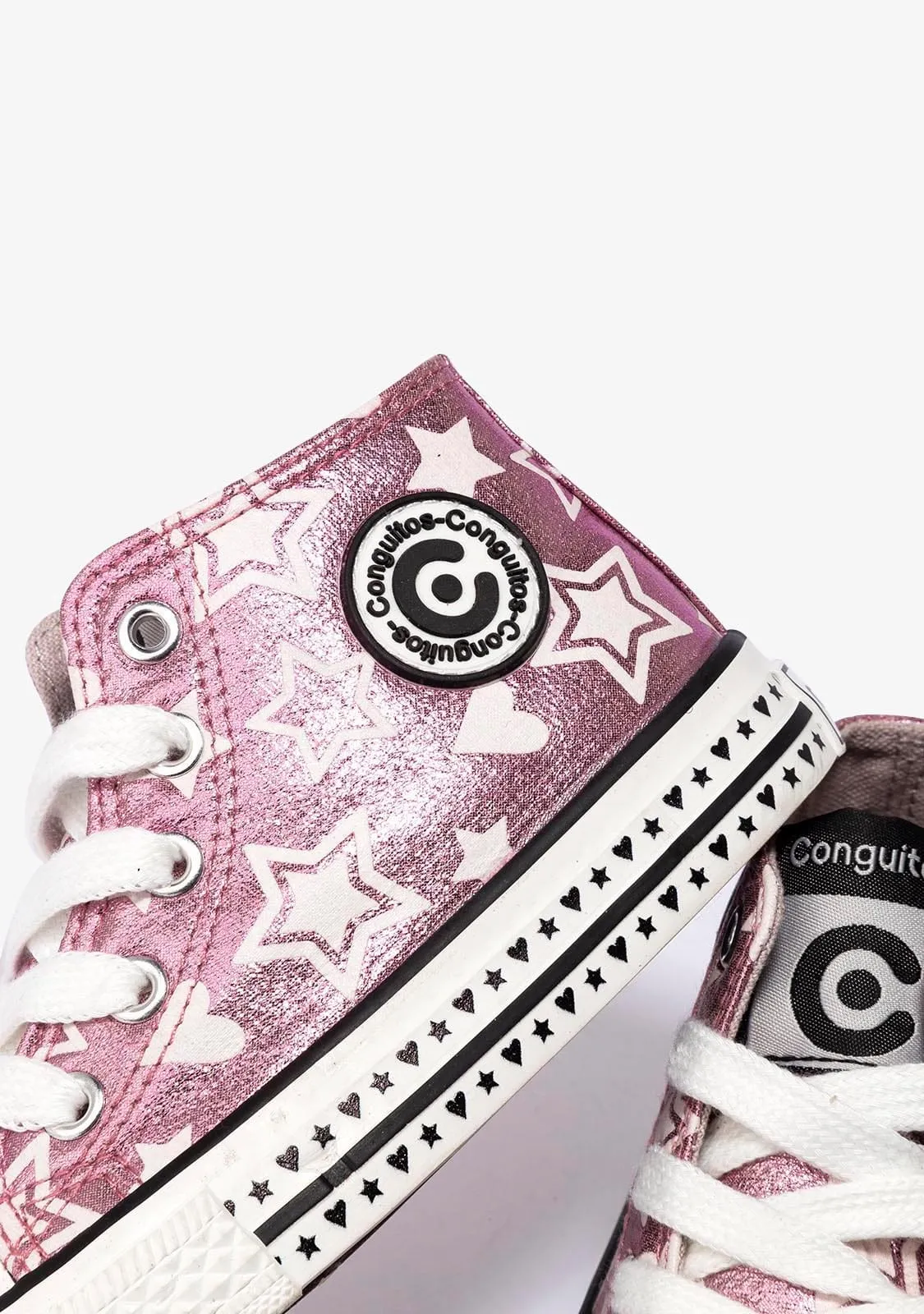 Girl's Pink Glows in the Dark Hi-Top Sneakers