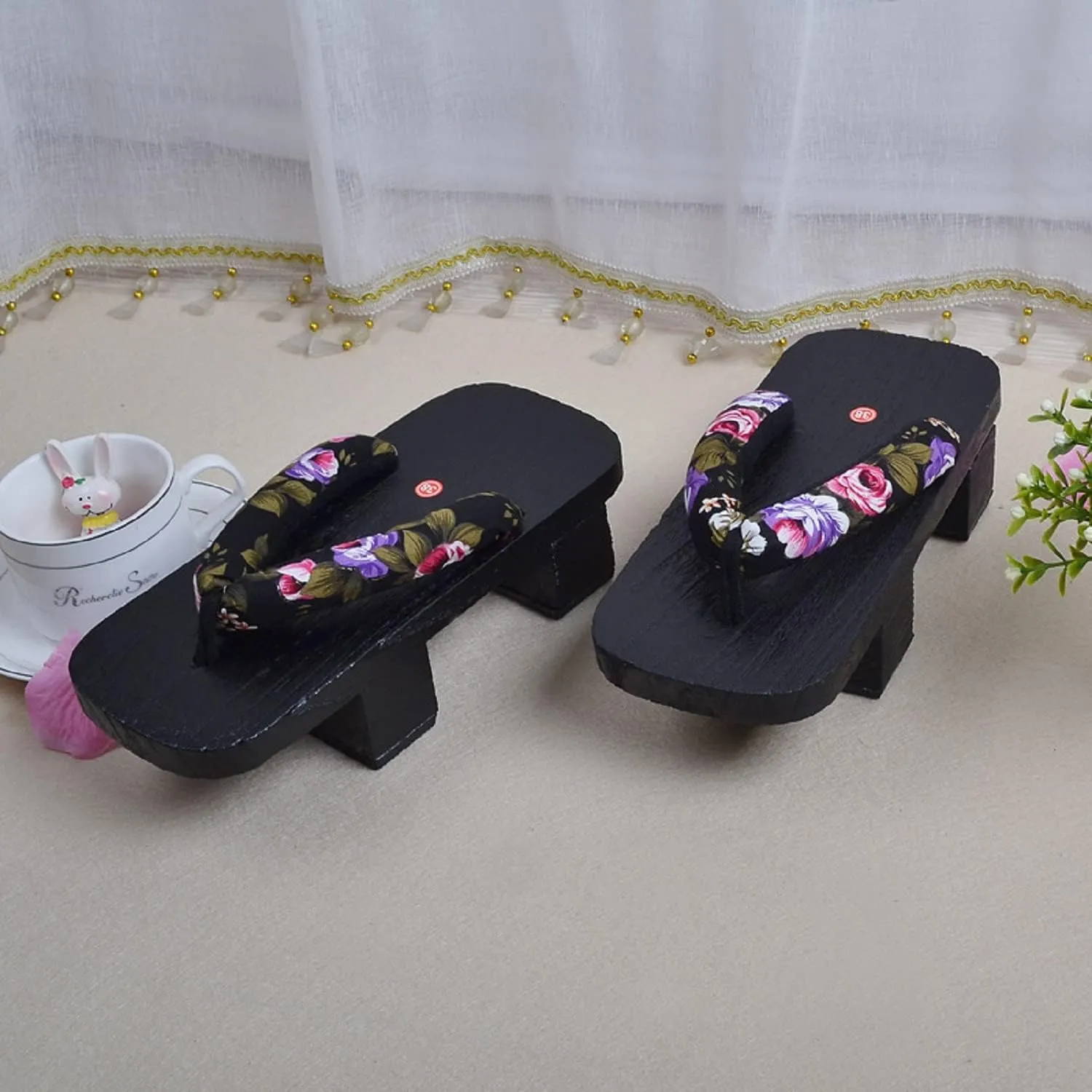 GK-O Japanese Clogs Geta Wooden Flip Flops Retro Sandals Slippers Shoes Kimono Cosplay Costume Shoes