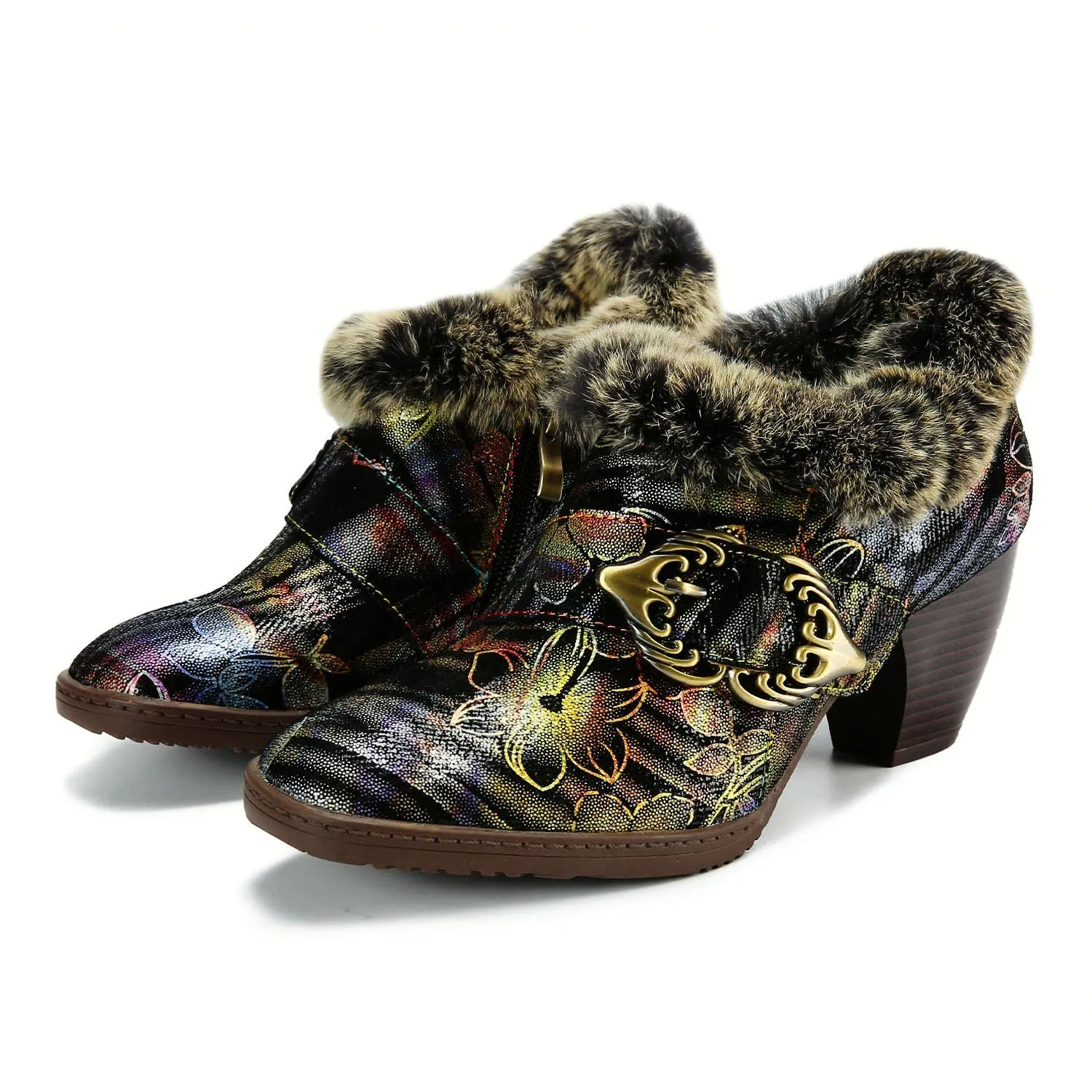 Gorgeous Comfortable Fur Collar Warm Pumps