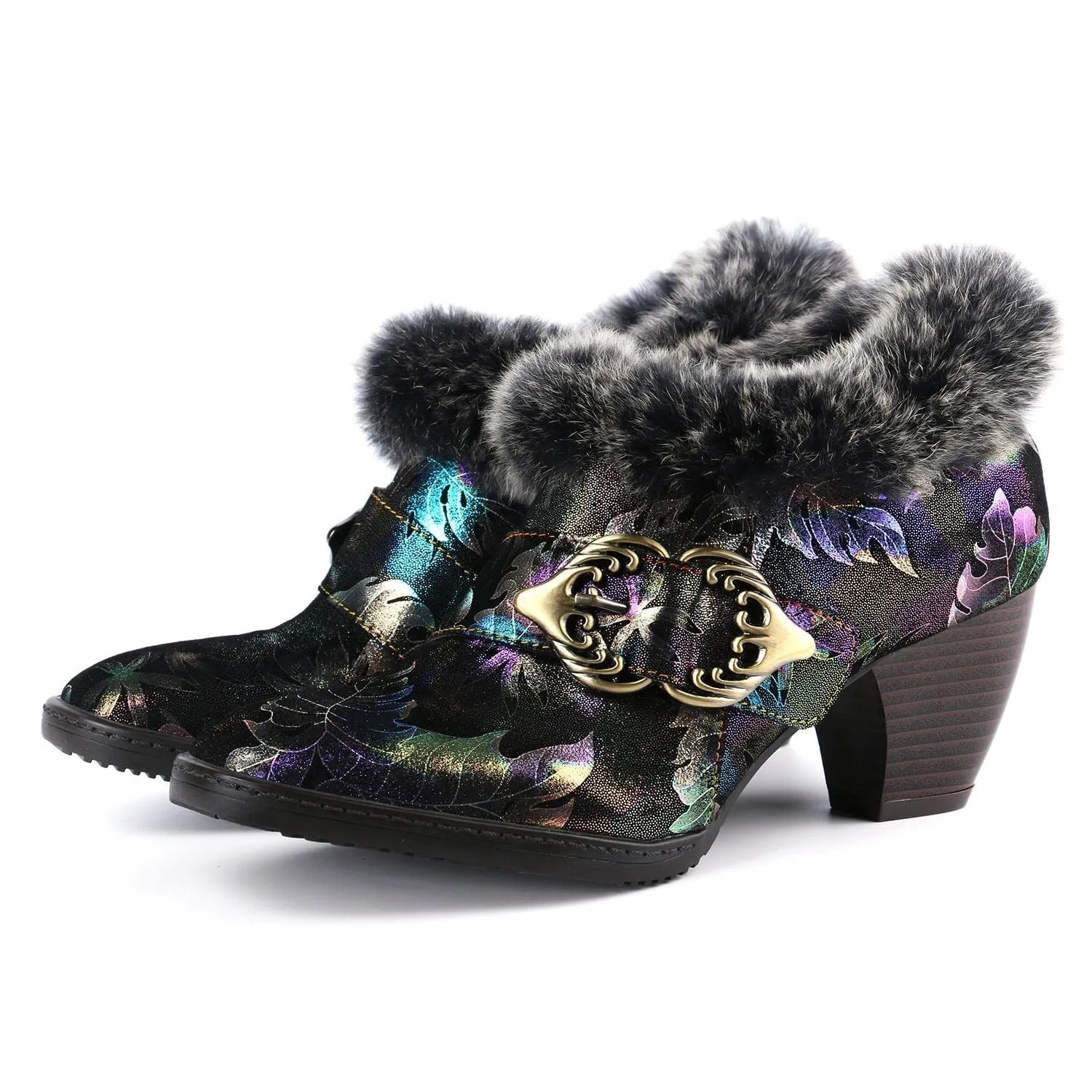 Gorgeous Comfortable Fur Collar Warm Pumps