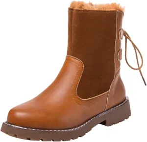 HHmei Women's Round Toe Lace Up Combat Mid Calf Combat Boots Boots 2019 Fashion