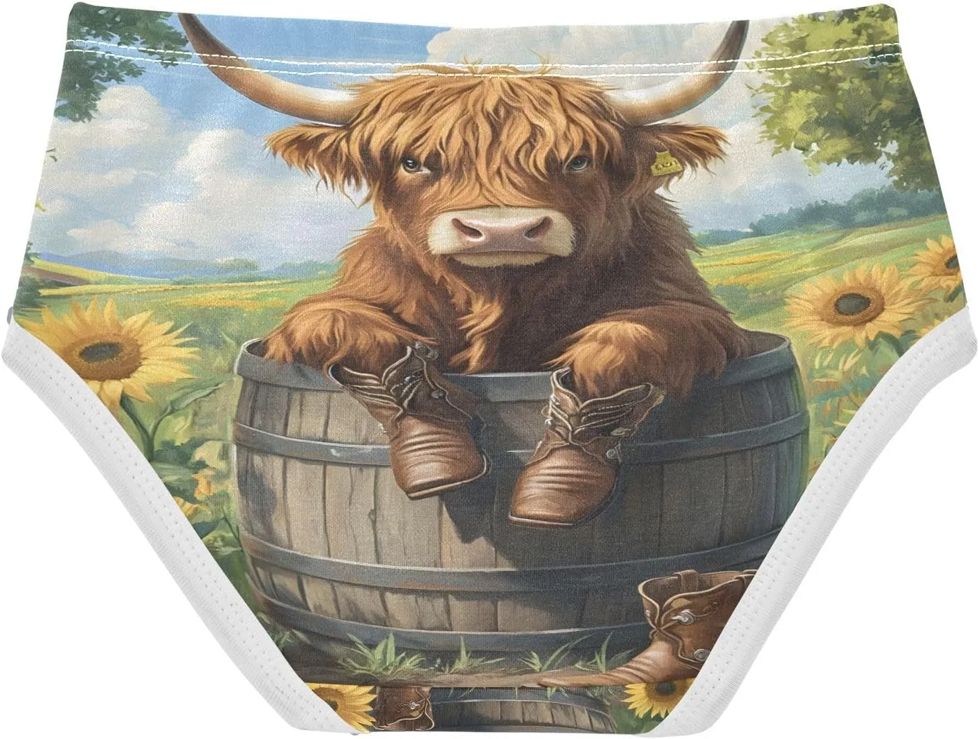 Highland Cow Wooden Barrel Boots Sunflower Toddler Girls's Underwear 2T 202b8611