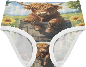 Highland Cow Wooden Barrel Boots Sunflower Toddler Girls's Underwear 2T 202b8611