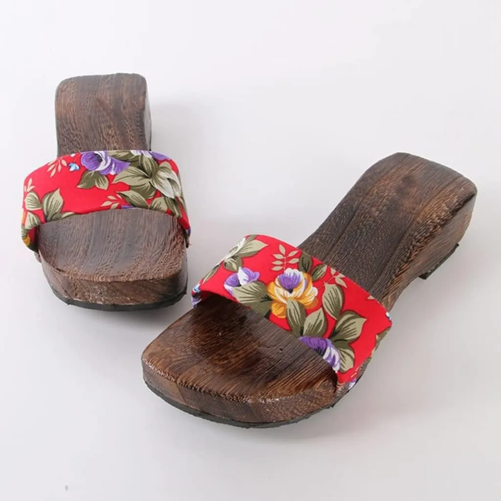 Japanese Style Flip Flops Platform Shoes Sandals With Anti-slip Soles, Japanese Wooden Clogs Womans Traditional Slippers Geta Wooden Clogs Shoes, Role Playing And Stage Performance Clogs