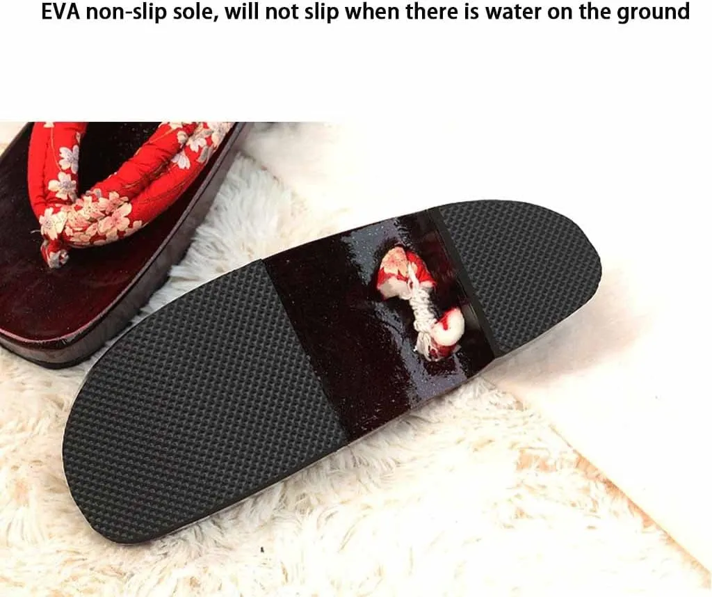 Japanese Wooden Clogs Sandals Slippers ??Flip Flop Slippers WomenJapanese Flip Flops Thick Bottom Wooden Slippers Summer High Heels and Wind Girl (Color : D, Size : EUR38-39)