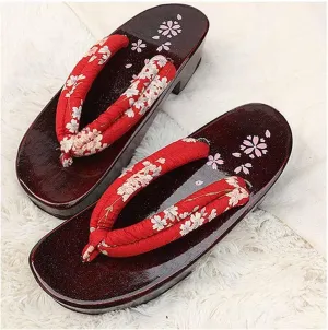 Japanese Wooden Clogs Sandals Slippers ??Flip Flop Slippers WomenJapanese Flip Flops Thick Bottom Wooden Slippers Summer High Heels and Wind Girl (Color : E, Size : EUR36-37)