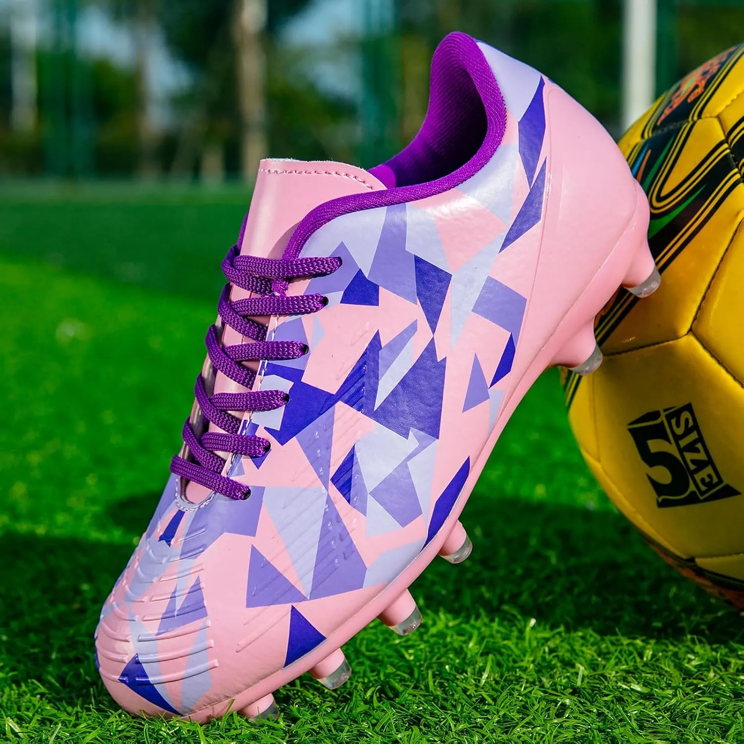 Kids Soccer Cleats Boys Girls Youth Football Cleats for Boys Girls Athletic Outdoor Soccer Shoes Lightweight Teenager Unisex Training Football Shoes for Little and Big Kid