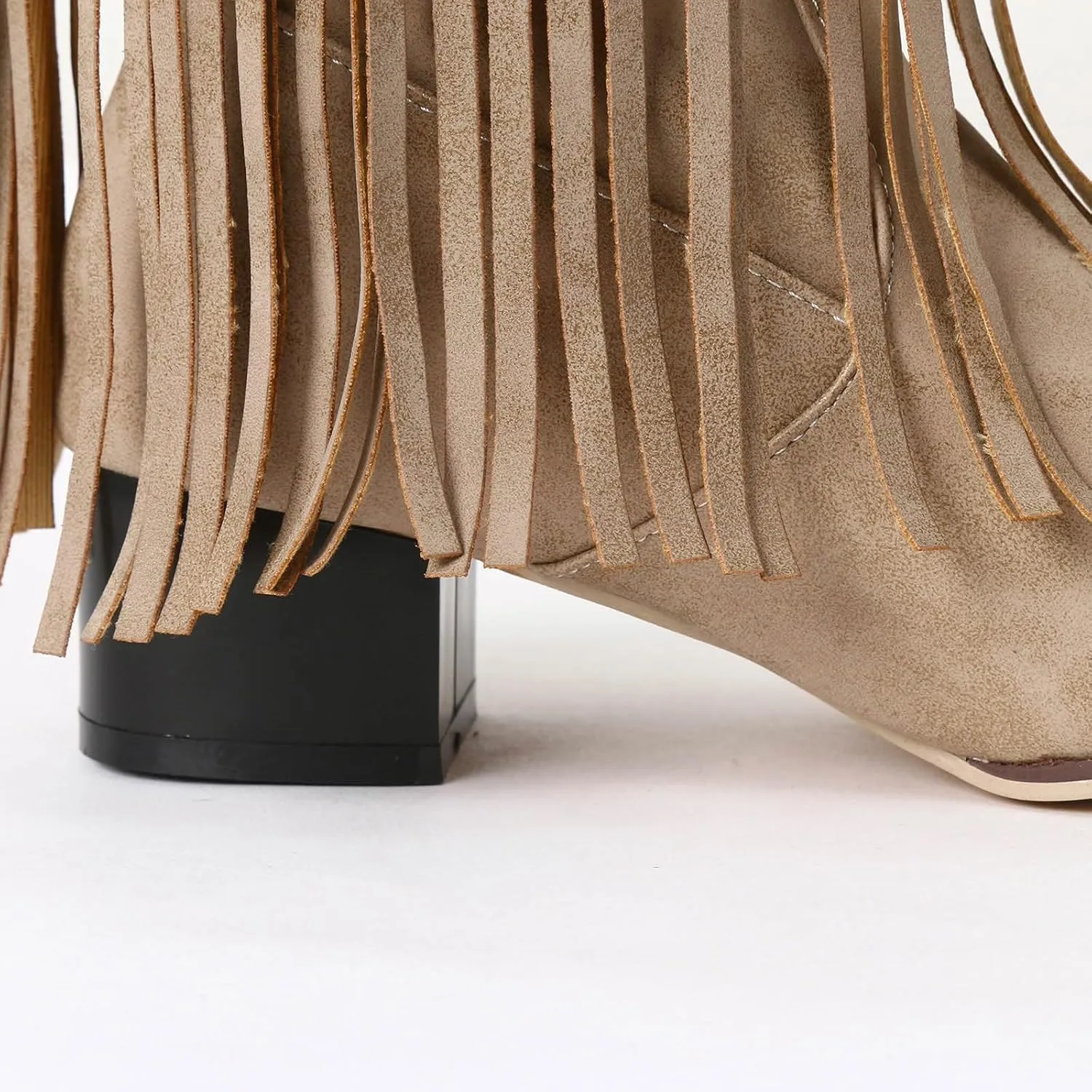 Knee High Boots Women Cowboy Boots for Women Fall Boots for Women 2024 Fringe Booties Fashion Chunky Heels Boots
