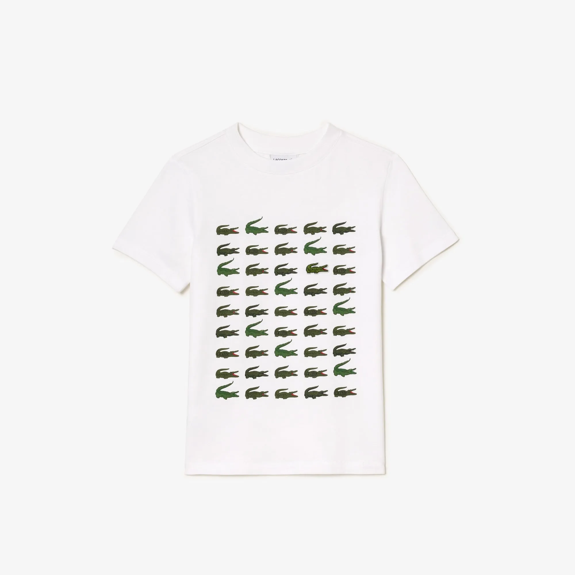 Lacoste Kids Crocodile Print Cotton T-Shirt White TJ1248 001