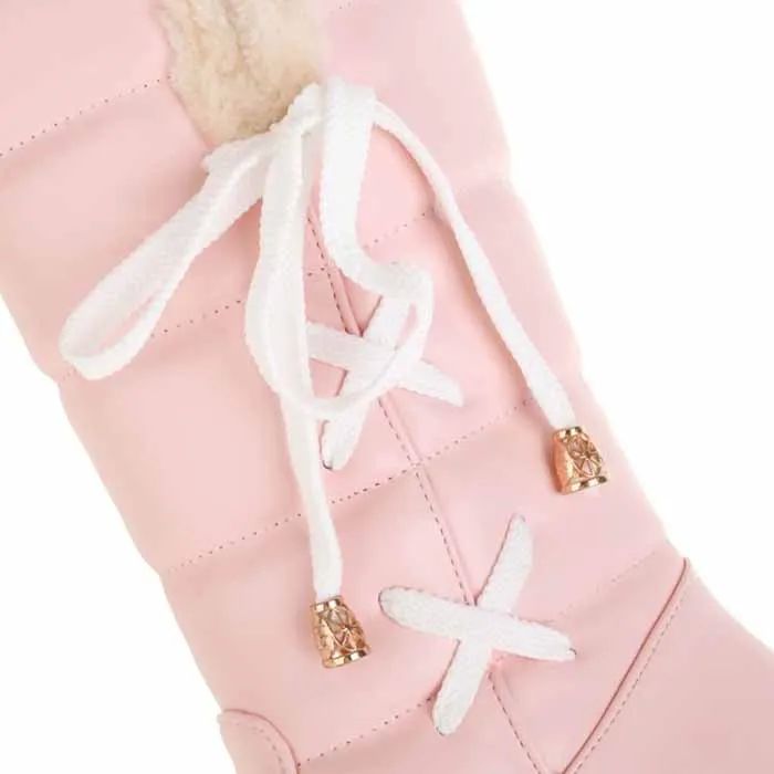 Ladies Warm Snow Boot Mid-calf Winter PU Leather Boots