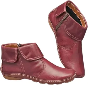 Ladmiple Boots For Women Ankle Booties Flat Cowgirl Cowboy Western Short Boots Fashion Casual High Top Walking Shoes