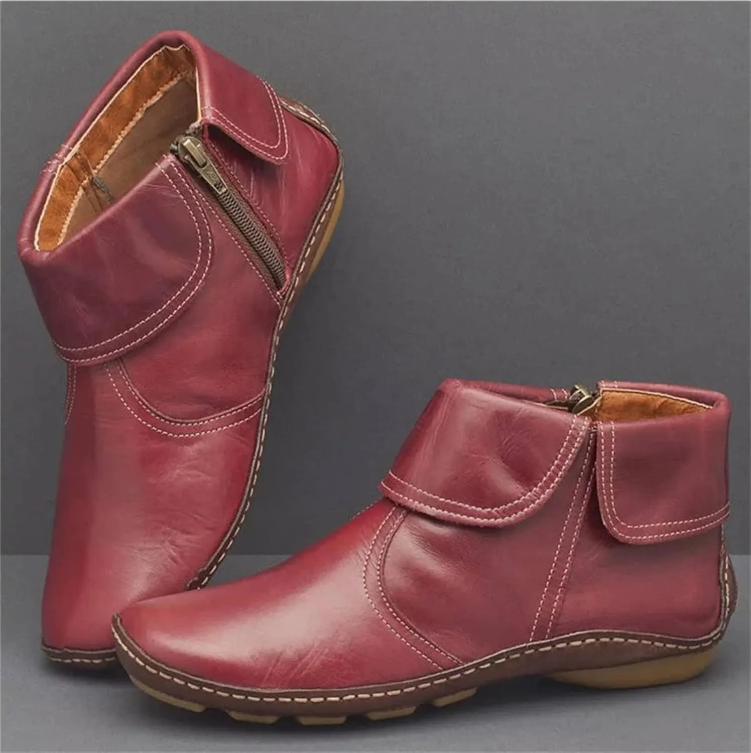 Ladmiple Cowboy Booties For Women Ankle Boots Fashion Short Cowgirl Western Retro Casual High Top Combat Walking Shoes