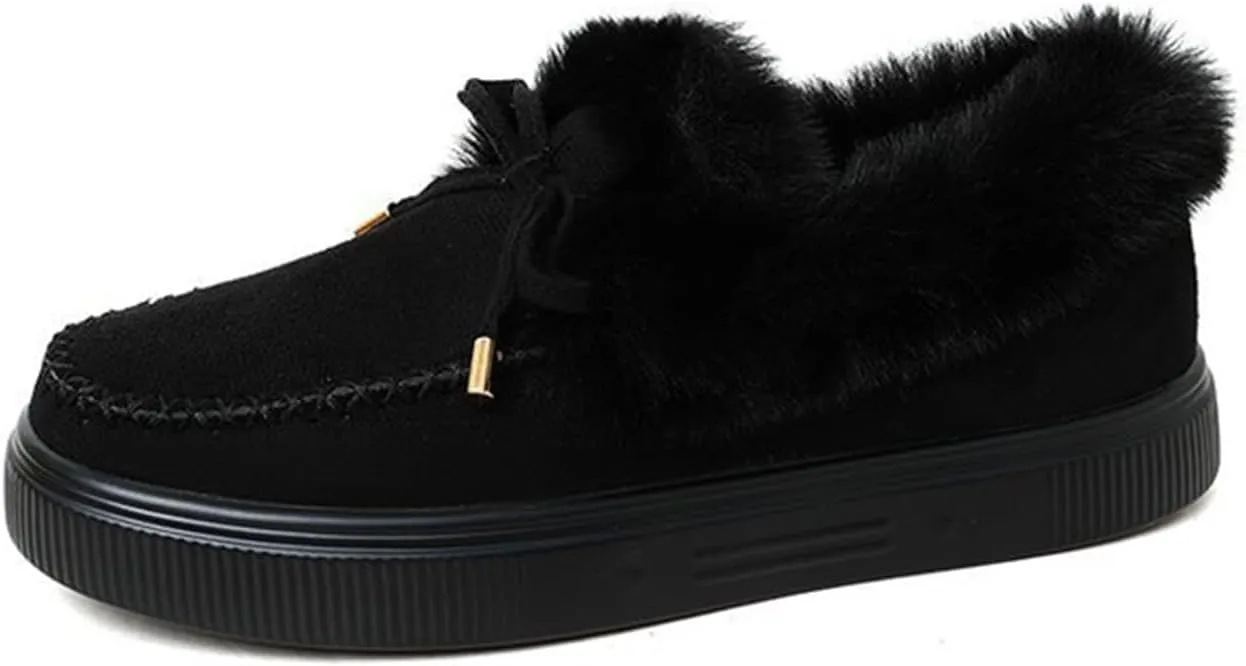 Ladmiple Snow Boots For Women Wide Width Winter Boots Lace Up Fur Lined Lightweight Cold Weather Warm Ankle Booties