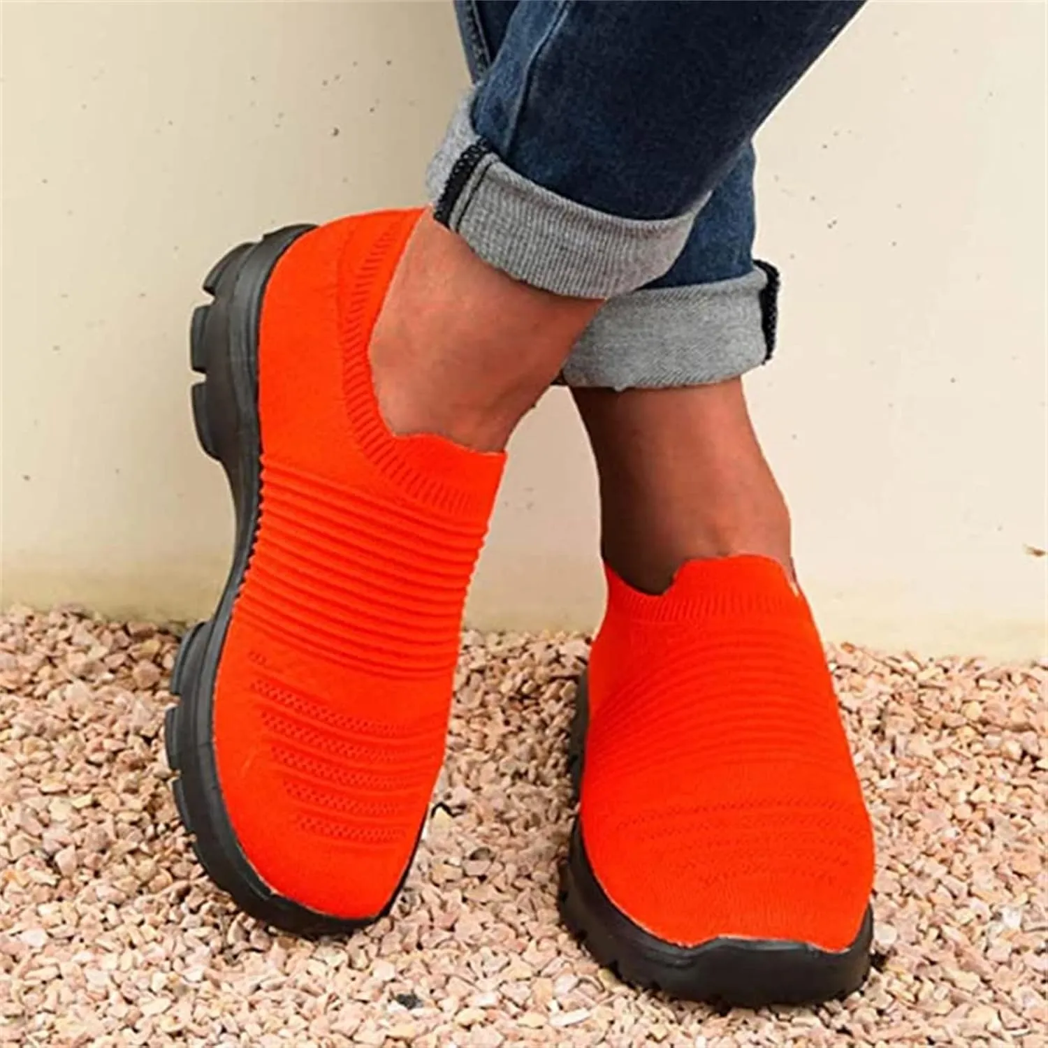 Ladmiple Walking Shoes Women Arch Support Slip On Sock Sneakers Lady Girls Mesh Loafers Fashion Casual Running Tennis Shoes