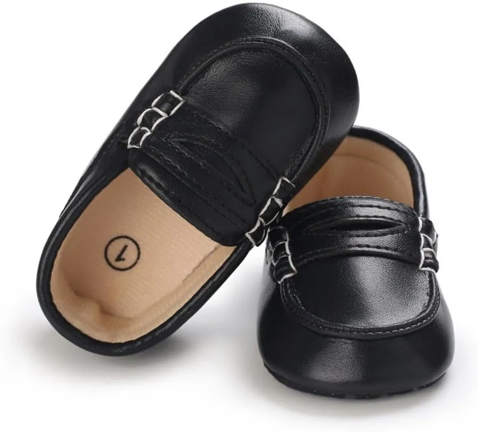 LONSOEN Baby Toddler Boys Girls Loafers Newborn Leather Moccasins Infant First Walking Dress Shoes
