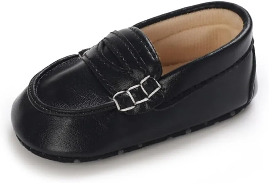 LONSOEN Baby Toddler Boys Girls Loafers Newborn Leather Moccasins Infant First Walking Dress Shoes