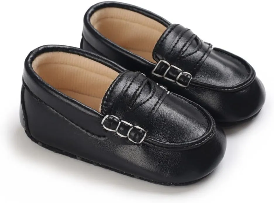 LONSOEN Baby Toddler Boys Girls Loafers Newborn Leather Moccasins Infant First Walking Dress Shoes